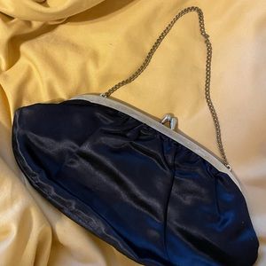 Vintage 1950’s Black Satin Clutch Bag